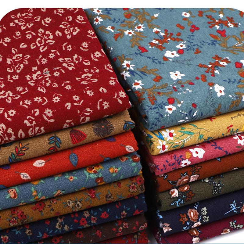 0.5m/1m/2m Vintage Ethnic Style Cotton Linen Printed Fabric for Tablecloths, Sofa Blankets Dresses Handmade DIY Clothing Fabrics