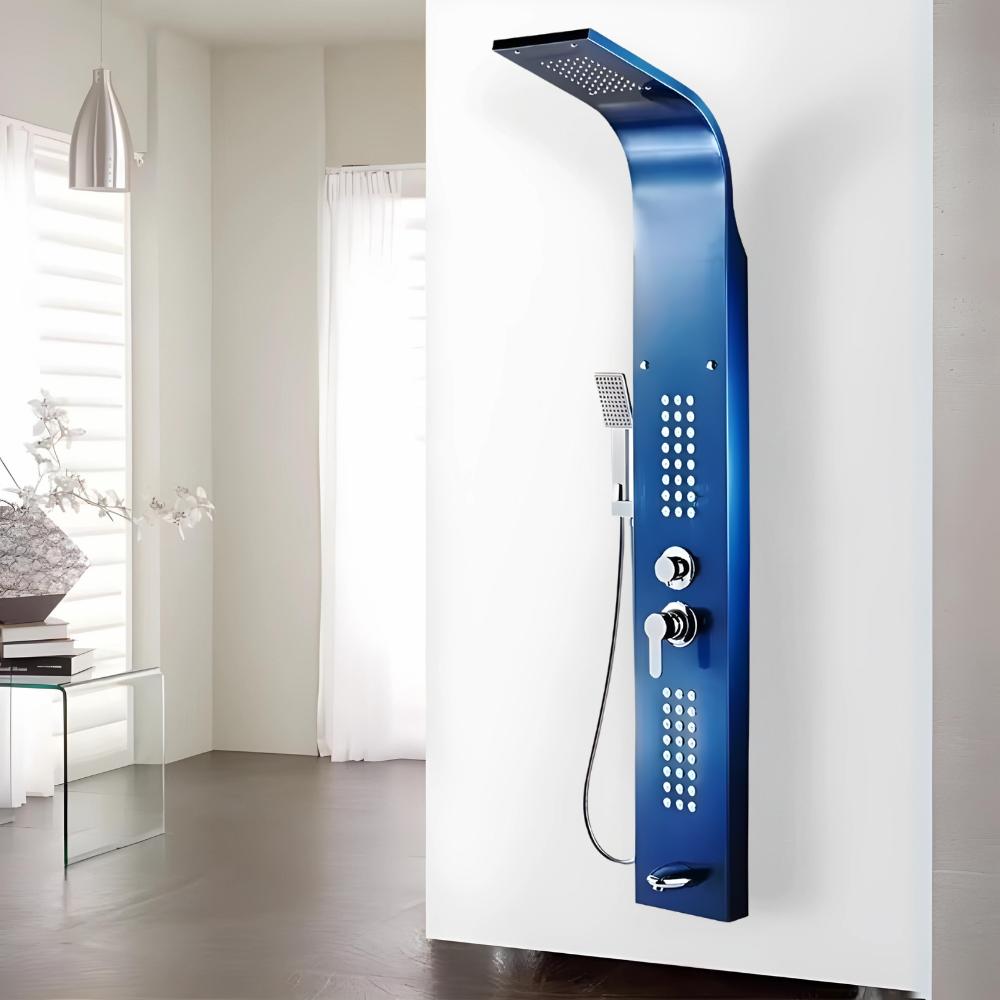 Sprchový panel s hydromasáží - modrý