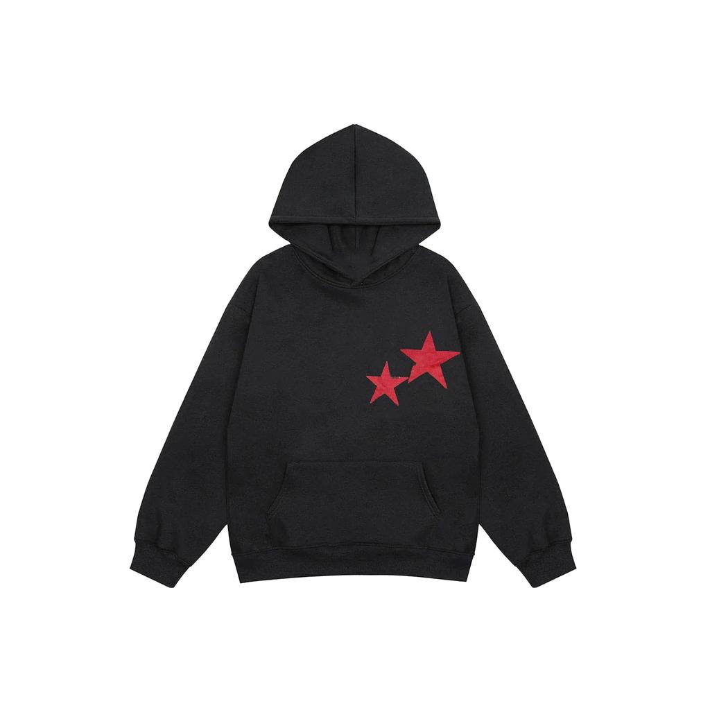 Women's Fall Fashion Hoodies Star Print Long Sleeve Hood Loose Fit Fleece Sweatshirt