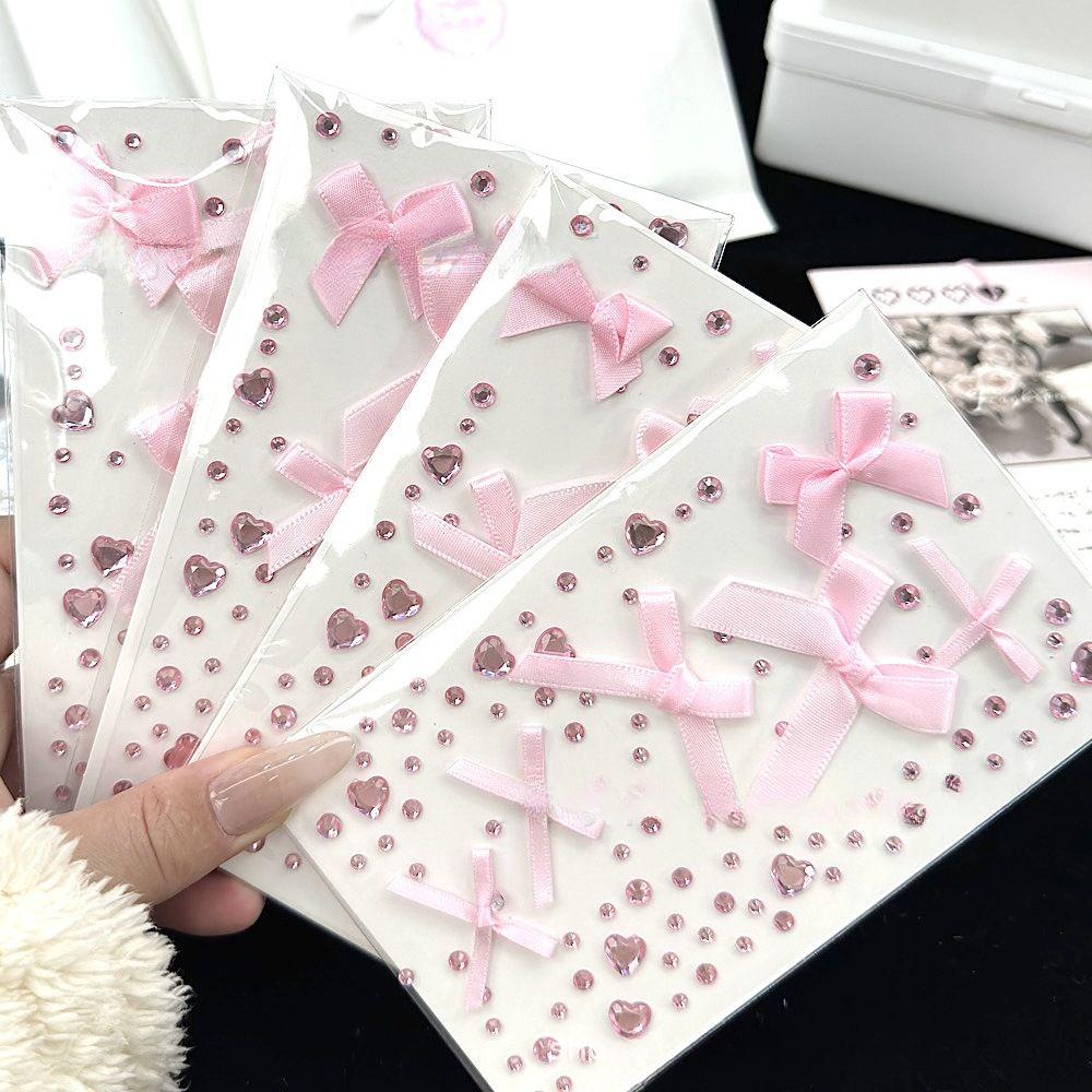 DIY Love Lace Bow Crystal Stickers 3D Rhinestone Stickers  For Photo Card Holder