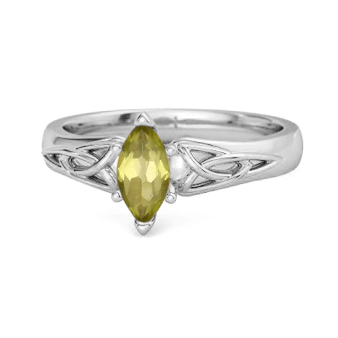 Celtic Peridot Ring 925 Sterling Silver Trinity Knot Band Ring 10.5 белого золота
