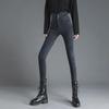 2023 New Women's Plush High Waist Skinny Jeans for Fall/Winter, Slim Fit Buttoned Casual Pants