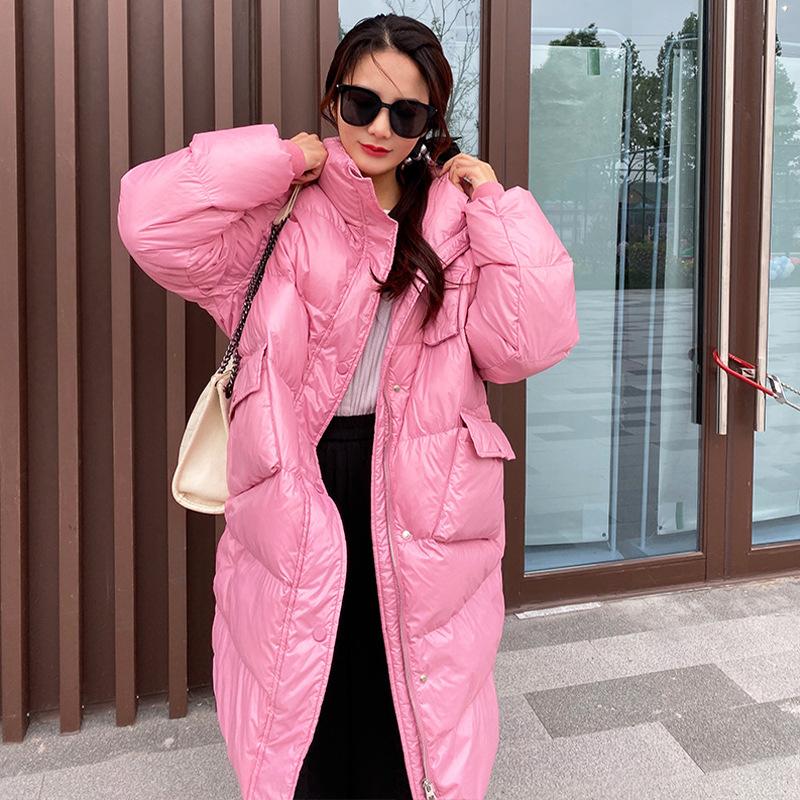 

Женское осеннее и зимнее свободное пальто, пуховик средней длины на белом утином пуху