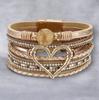 Women' multicolored leather braided bracelet with beige stone