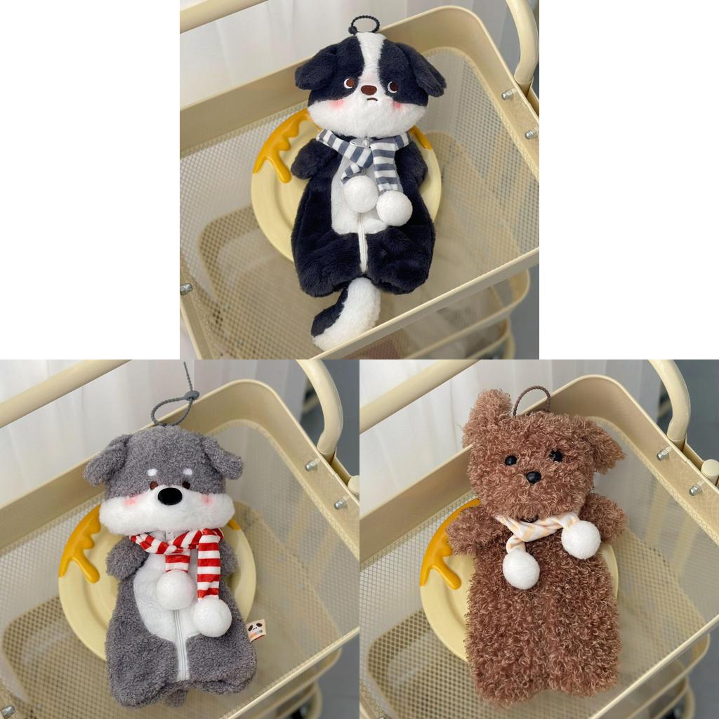 Plush Dog Cartoon Pen Case With Fluffy Material For Kids And Students