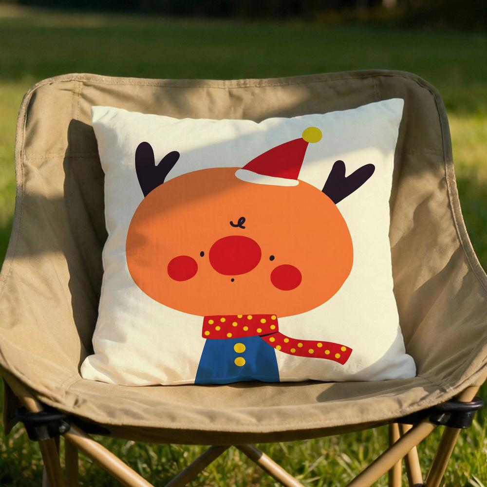 Christmas Illustrations Cushion Cover Soft Reversible Durable Pillow Cover MultiScene Use for Home Car Daily Comfort