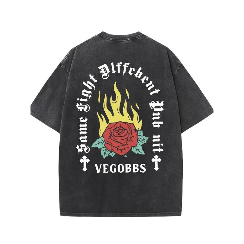 

Rose Language Printed T-Shirt, High-Quality Wax Printed Cotton Retro Fashion Brand T-Shirt, Suitable for Summer T-Shirt with a Certain Thickness S чёрный