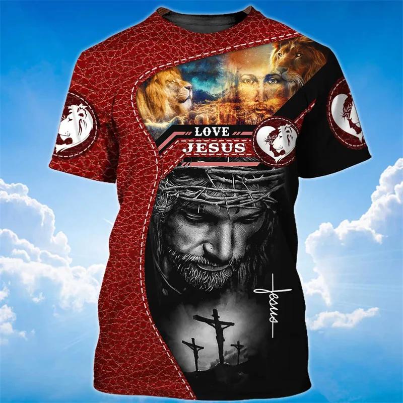 New Summer 3D God Jesus Printing T Shirt Christianity Belief Graphic Short Sleeves For Men Kid Fashion Tee Unisex Harajuyku Tops