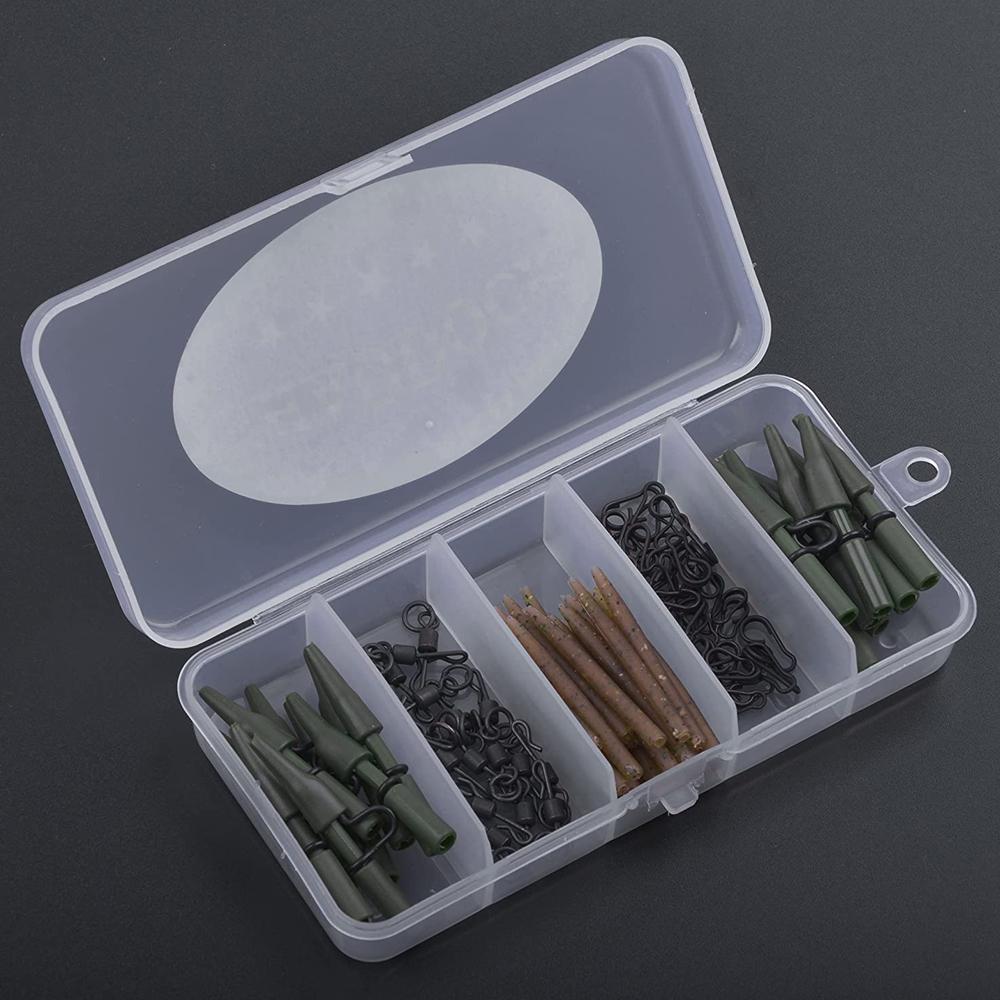 110Pcs/Box Carp Fishing Accessories Kit Include Anti Tangle Sleeves Quick Change Swivel Safety Lead Clip Speed Links