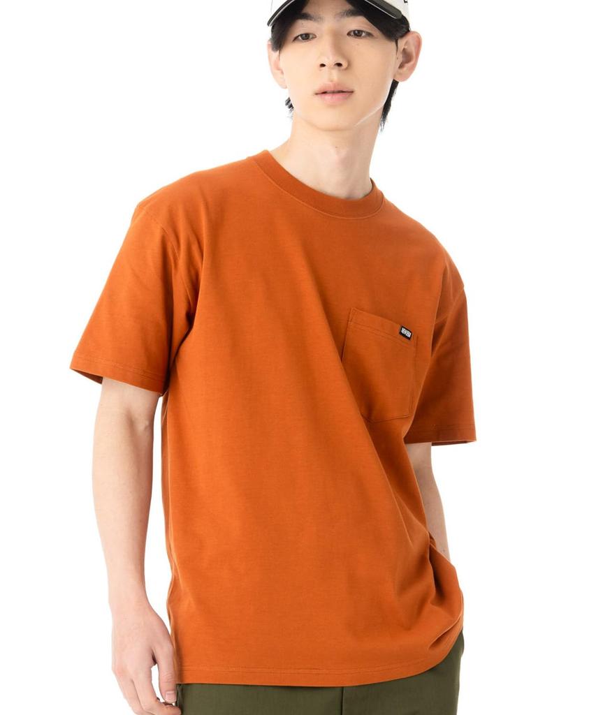 New Era Short Sleeve Pocket Rust Orange M Cotton Pocket Tee Mini Brand Logo T-Shirt