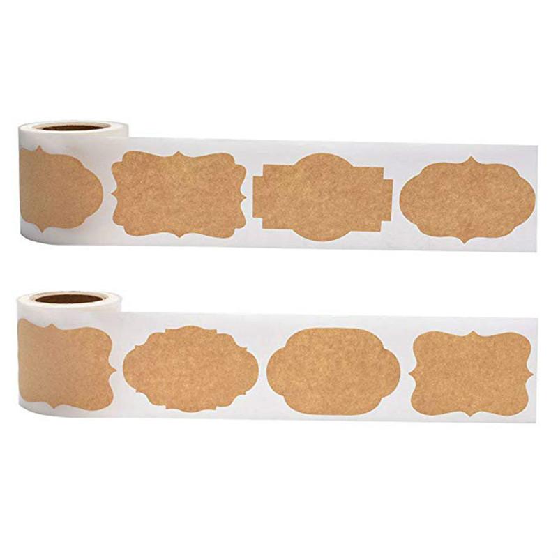 250 Piece Natural Kraft Paper Stickers 2 Types Blank Writable Seal Labels Mason Jar Glass Bottle Cake Baking Stationery Sticker