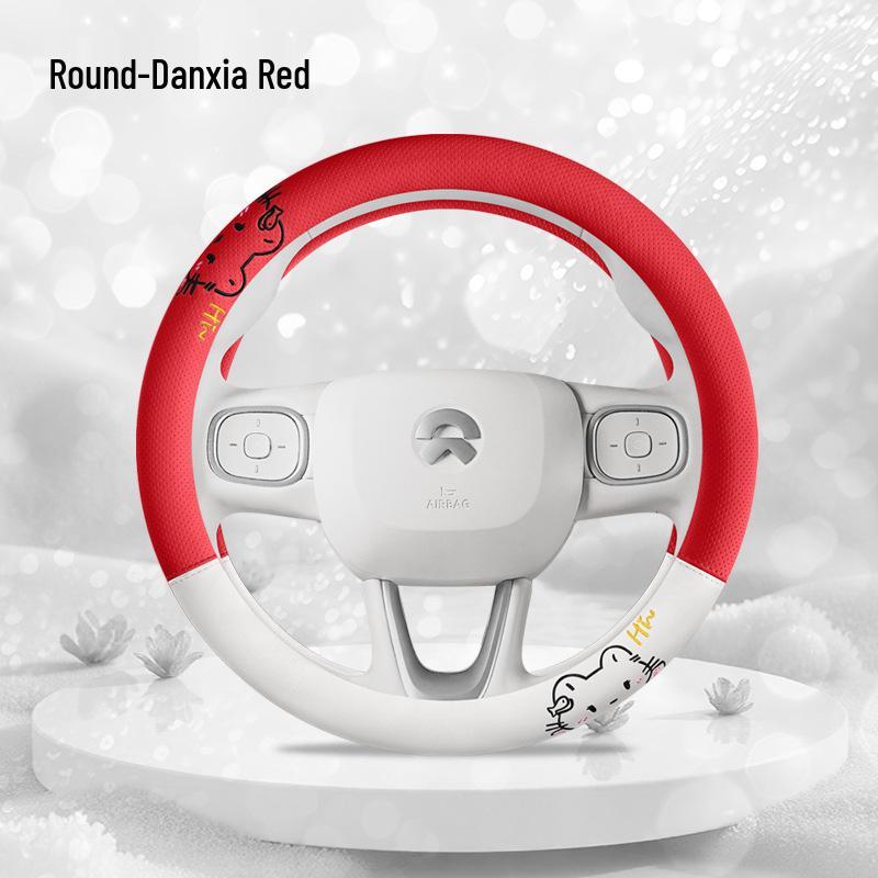 High-end Perforated Leather Steering Wheel Cover, Universal Fit, Breathable, Anti-Slip, Sweat-Absorbing for All Seasons