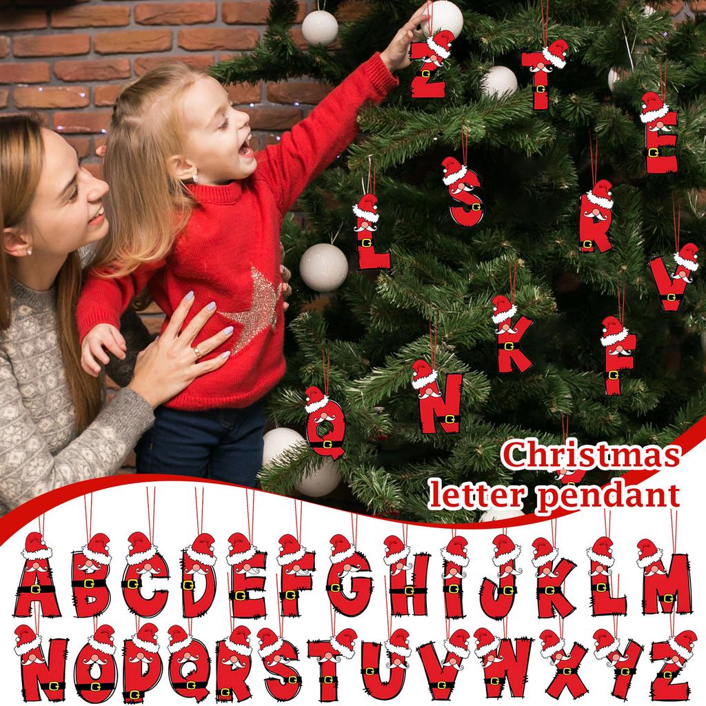 2D 26 Letter Christmas Ornaments Acrylic Flat Christmas Tree Home Decorations Ornaments