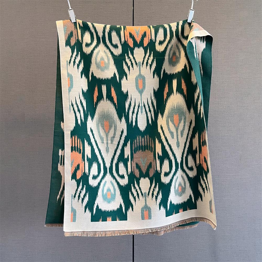 

Warm Winter Cashmere Scarf Women Abstract Print Shawl Wrap Soft Pareo Elegant Poncho Femal Thick Warm Blanket Echarpe Pashmina 65X185cm