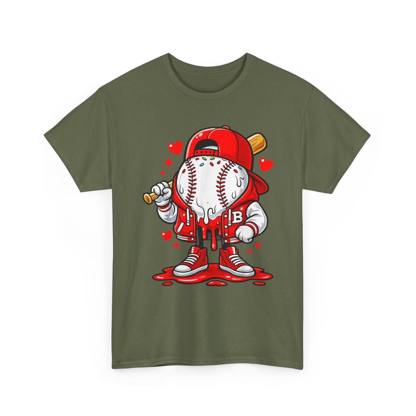 Baseball Drip Ice Cream T-Shirt, Baseball Player Valentine Men Shirt M