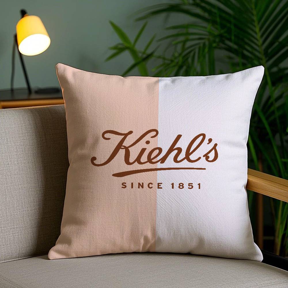 Light Pink And Elegant Print Kiehls-A Pillow Case Anti-dustmite Pillowcase Invisible zipper silky short plush Sofa cushion cover