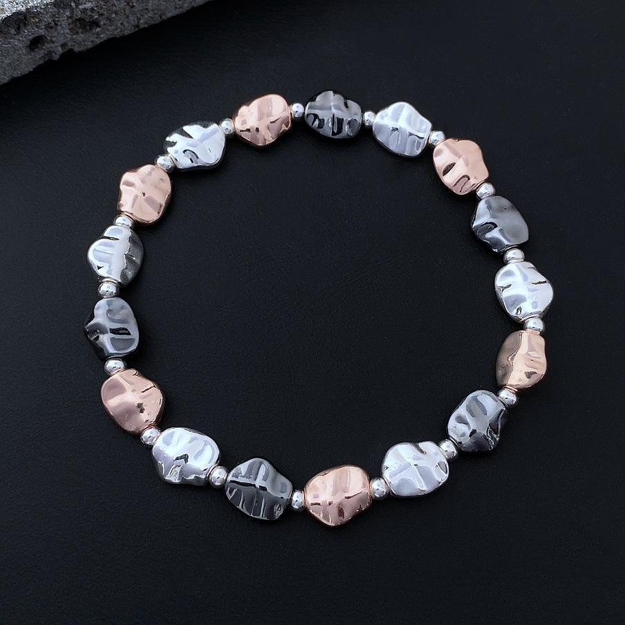 New Three-color Irregular Oval Bracelet Electroplated Gold Silver Rose Gold Fashion Men's and Women's Jewelry