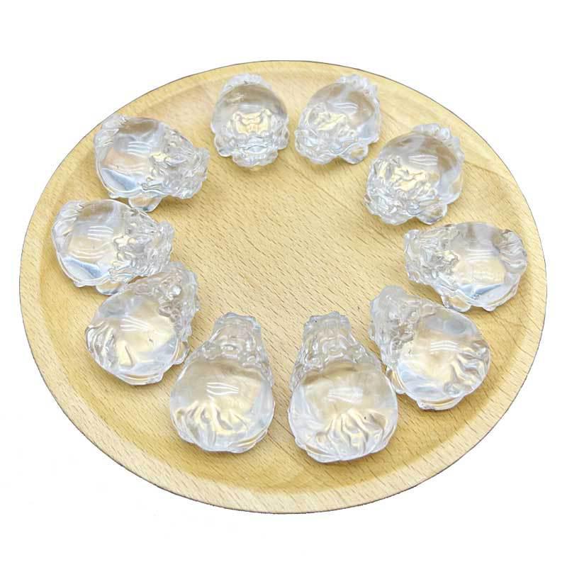 Natural High-Purity White Crystal Dragon Turtle Carved Pendant & Sweater Chain Ornament