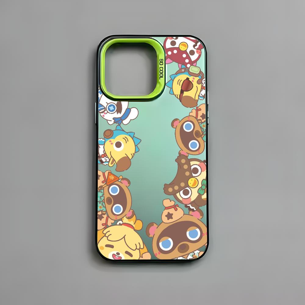 Game Animal C-Crossing Phone Case For iPhone 16 15 14 13 12 11 Pro Max Black Matte Multicolor Laser Metallic Aurora Cover