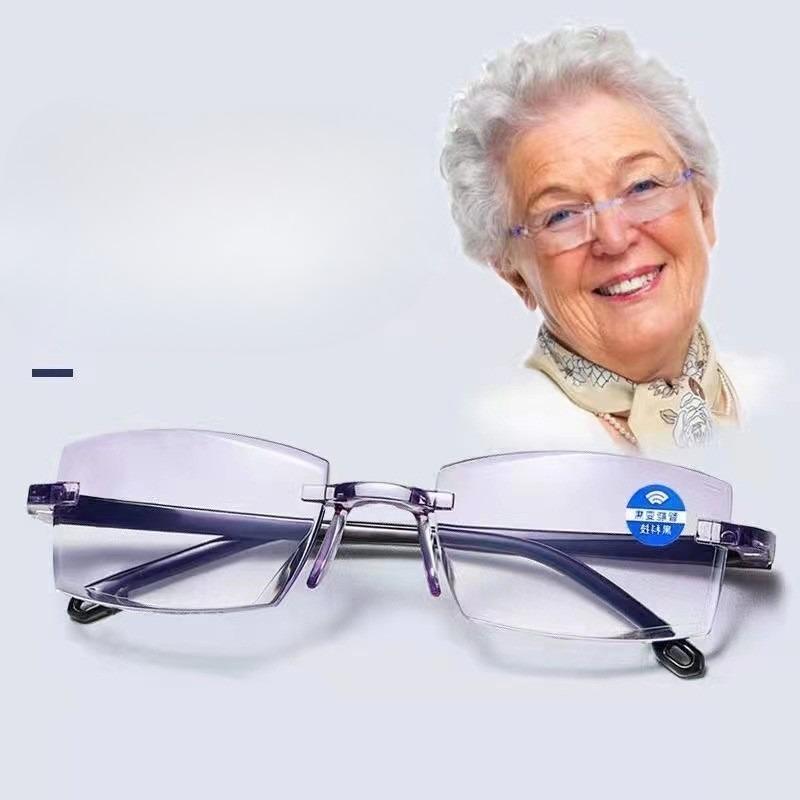 Fashionable Anti Blue Light Reading Glasses Frameless Cut Edges for Men and Women +100 To +400