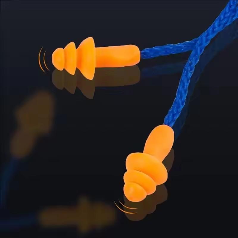 Corded Ear Plugs Reusable Silicone Earplugs with String Banded Earbuds for Sleeping Studying Swimming Noise Cancelling Eartips