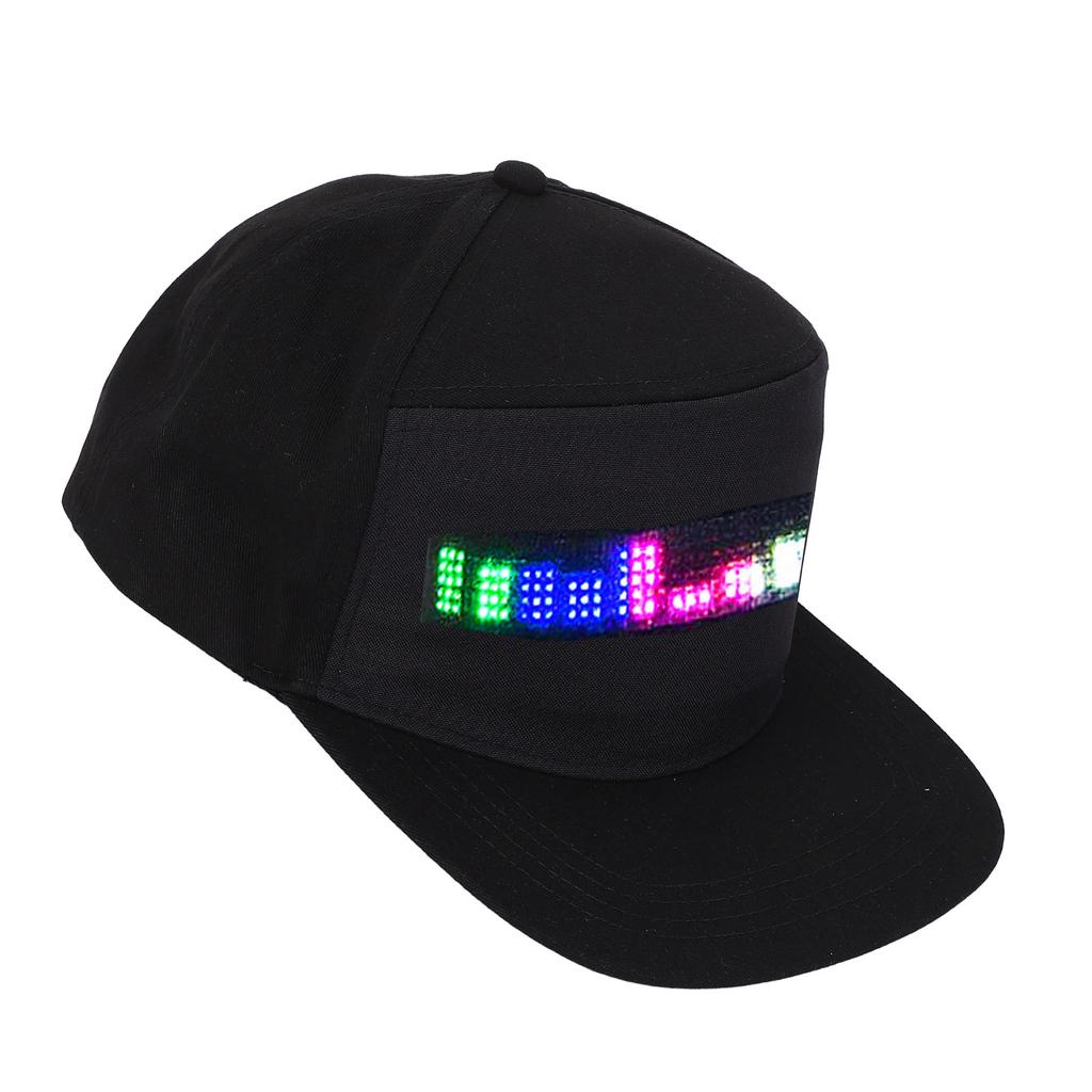 Programmable Cap 16x32 Dots Color LED Display Screen BT Mobile APP Control Editable Cotton Smart Hat Adjustable Size