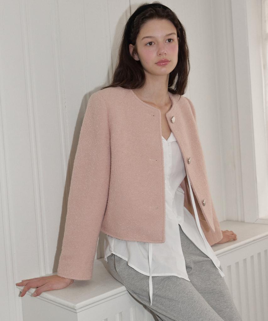 Lettera Boucle Wool Tweed Jacket_Pink