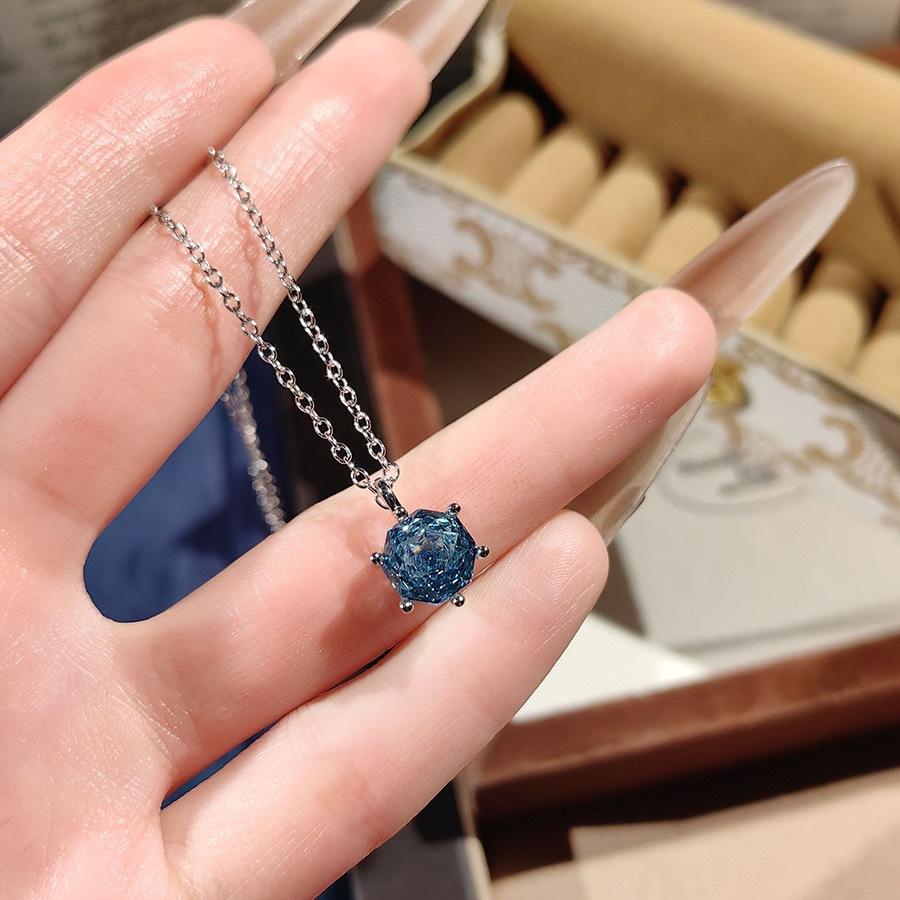 Роскошное женское ожерелье Стерлинговое серебро Восьмиугольный циркон Подвеска Роза Тысячелетия Ожерелье Женское для Женщин Свадебное