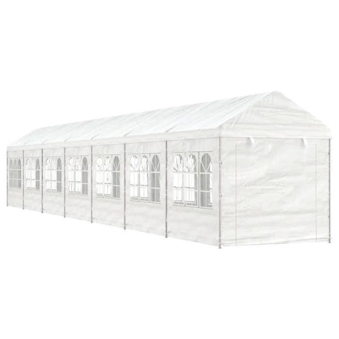 VidaXL Belvédère avec toit blanc 15,61x2,28x2,69 m polyéthylène, tente de fête, chapiteau, abri à auvent, pavillon, tente 3155483