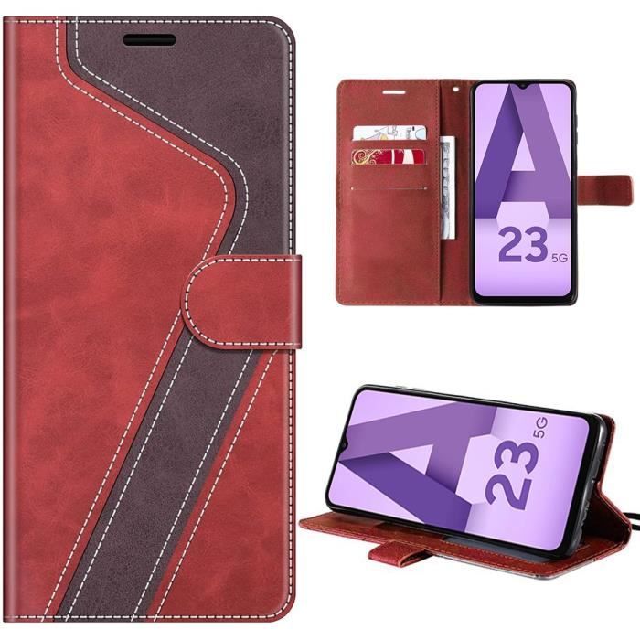Coque de protection - booling - samsung galaxy a23 5g - rouge - motif 'v' - fentes pour cartes