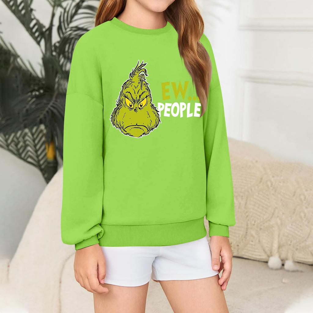 Kids' Long Sleeve Loose Pullover Letter Printed Round Neck Sweatshirt