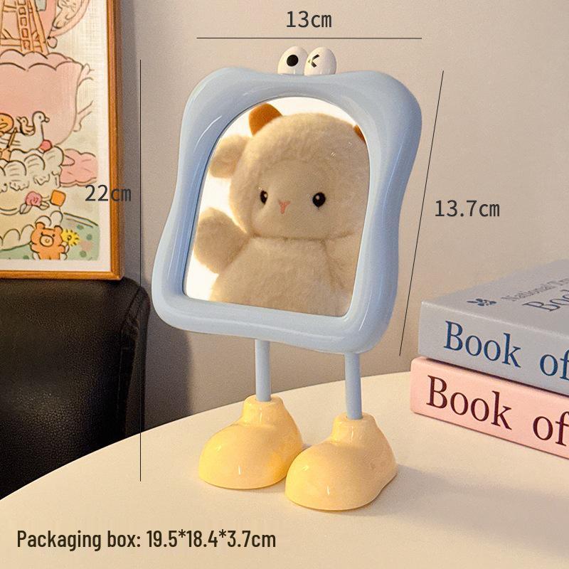Portable Cute Desktop Makeup Mirror with Stand and Storage for Dorm or Home