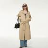 2026 Womens Trench Coat Long Sleeve Cotton Blend Belted Waist Loose Fit Fashion Outerwear Daily Wear