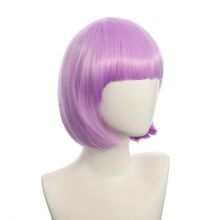 Halloween Korte Bob Synthetische Pruik Voor Vrouw Met Pony Blond Ombre Roze Cosplay Lolita Feest Hittebestendig Dagelijks Natuurlijk Haar pink