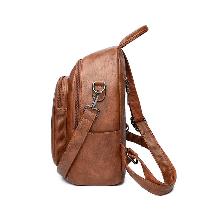 Printed Large Capacity Backpack Women's Retro PU Backpack