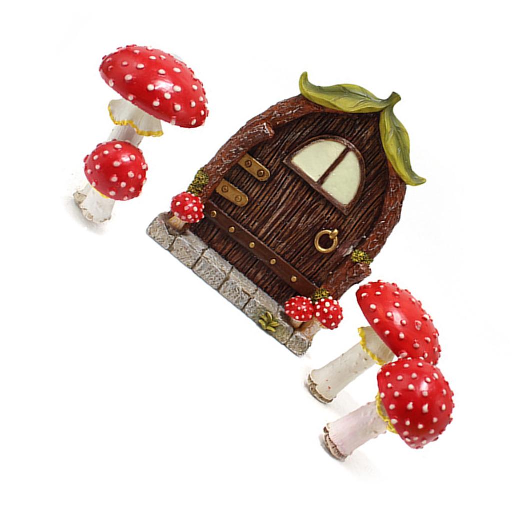 Fenster- und Türbaumdekoration Leuchtet im Dunkeln Harz Pilz Gartendekoration Feentür und Fenster für Baum