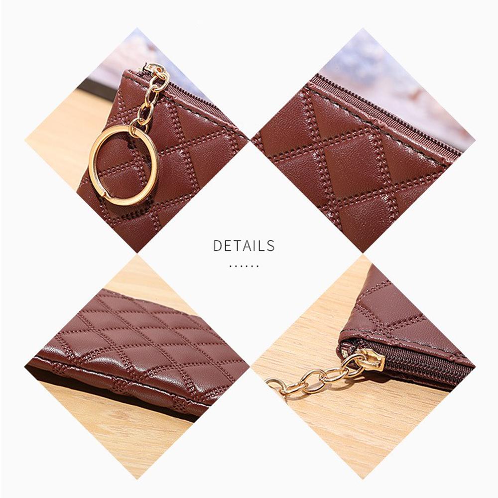 Black PU Mini Coin Wallet Classic Diamond-checkered Zipper Key Bag Money Pocket Purse Women Small Card Holder Coin Purse 6 Color