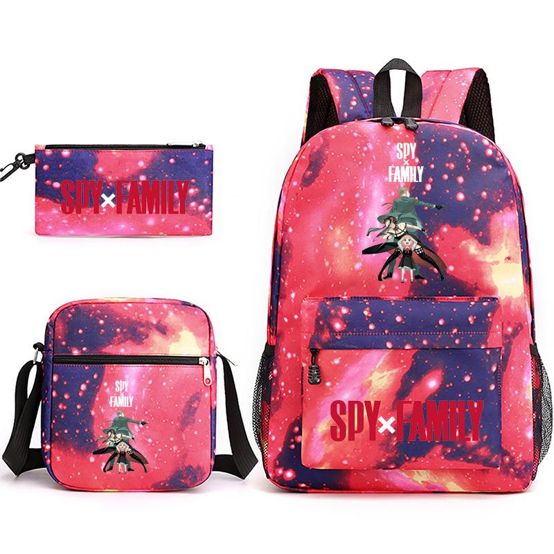 Spy Play House, Animation Periphery Backpack Student Schoolbag Satchel Pencil Case Three-Piece Set
