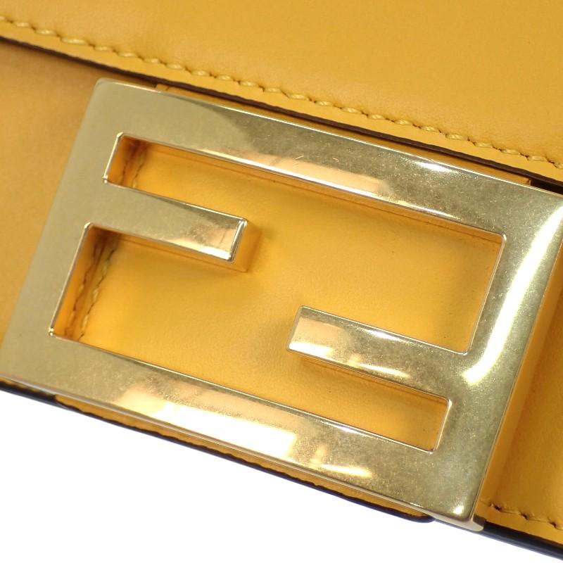 Fendi 8BS039 Shoulder Bag Yellow Leather Women