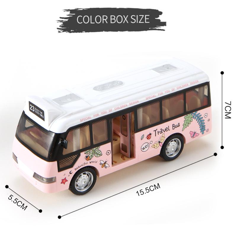 School Bus Toys Cars Die Cast Plastic Little Cars City Bus With Sound And Light Up Friction Powered Cars Play Toys Gift For Kids