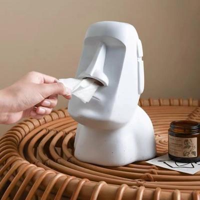 Creative Moai Tissue Box Easter Island Stone Figure Napkin Holder Funny Resin Paper Case for Living Room Dining Table