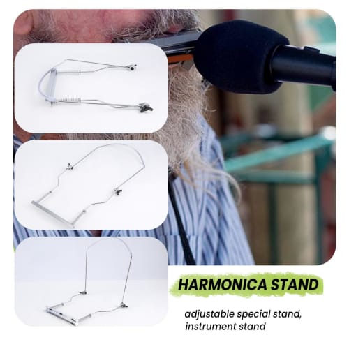 LAMELLIS Harmonica Neck Holder for 10-Hole Blues Harp Organ Stand and Harmonic Rack, Silver
