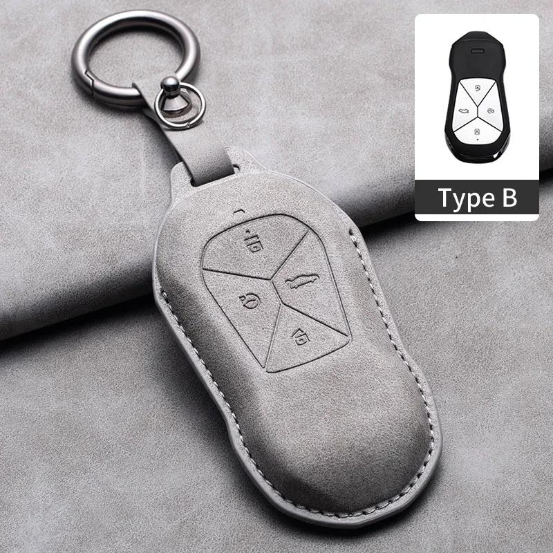 Leather Car Remote Key Case Cover for Xiaopeng Xpeng P5 P7 G3 G6 G9 G3i 2021 2022 Car Key Fob Shell Holder Keychain Accessories