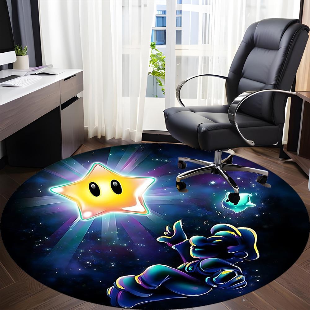 1pc Star Luigi Chair Carpet for Office, Indoor Non Slip Washable Polyester Fiber Carpet, Mat For Office, Machine Washable