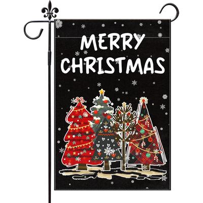 Merry Christmas Garden Flag  Double Sided Christmas Tree Garden Flag for Outside Winter Festive Holiday Yard Outdoor Decorative Yard Flag