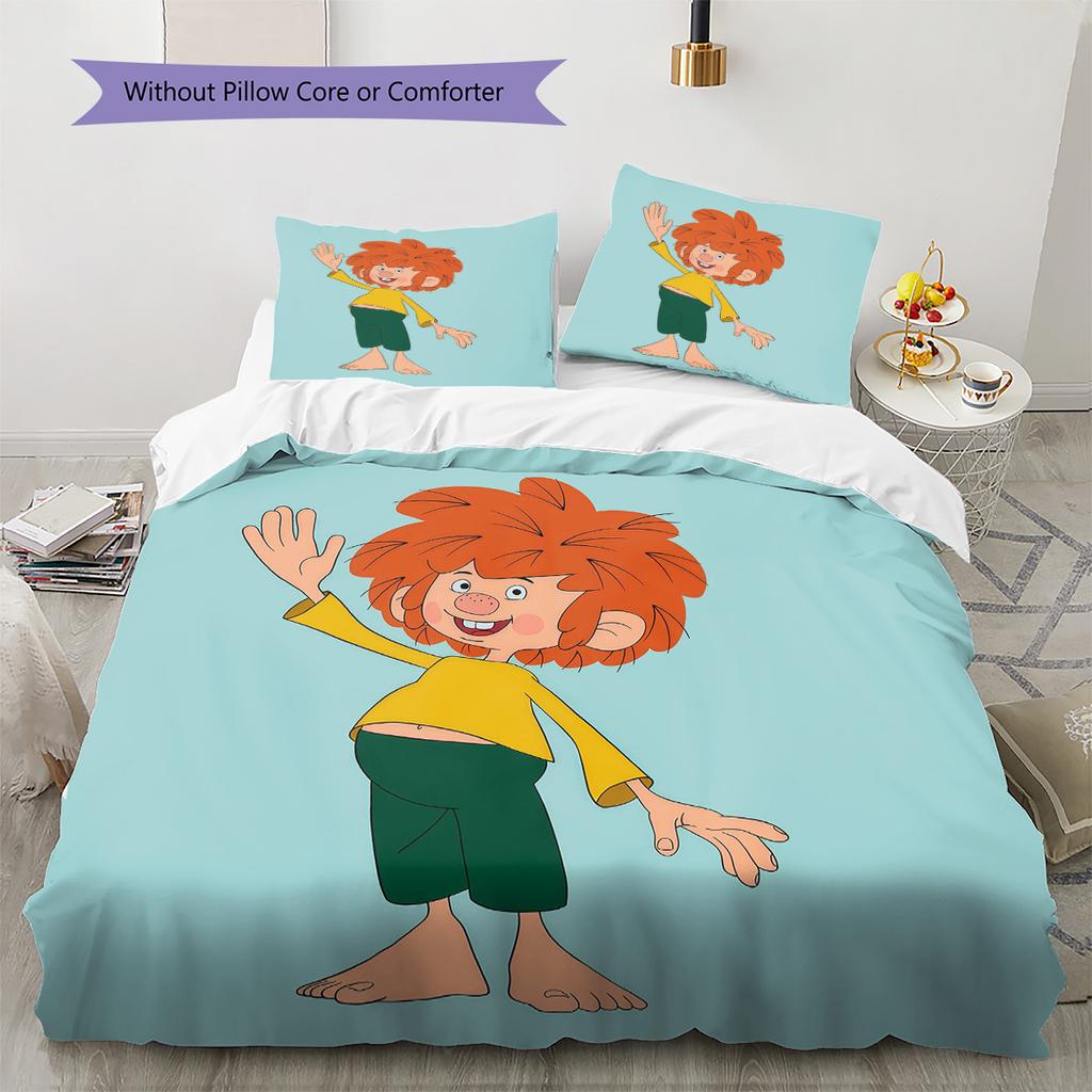 Pumuckl Pattern Bedding Quilt Set Home Decoration Gift (1 * duvet cover + 2 * pillowcase without core)