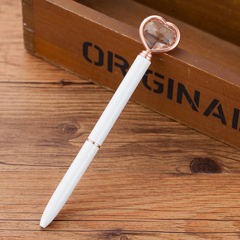 Kawaii Crystal Ballpoint Pen Fashion Girl Heart Shape Large Diamond Metal Pen