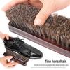 Brosse à Chaussures Premium en Bois Massif et Crin de Cheval - Poils Doux pour Lustrer, Huiler et Dépoussiérer