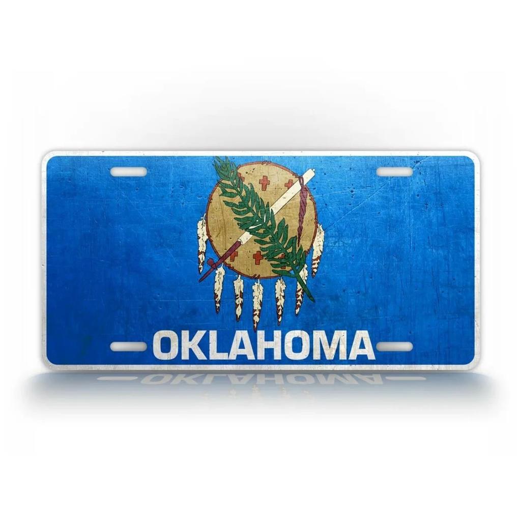 Custom Oklahoma Flag Tin Sign Personalized Text Metal Poster Wall Art