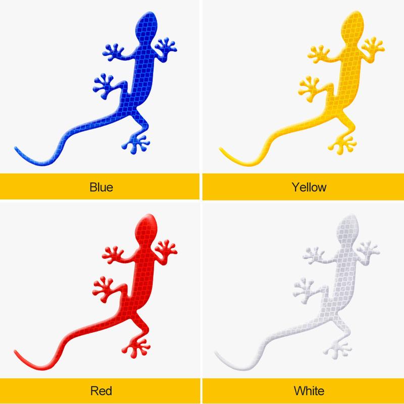 Gecko Reflective Safety Mark Cars Sticker PVC 3D Animal Decals Mark Night Driving Warning Strip Light Reflect Window Sticker